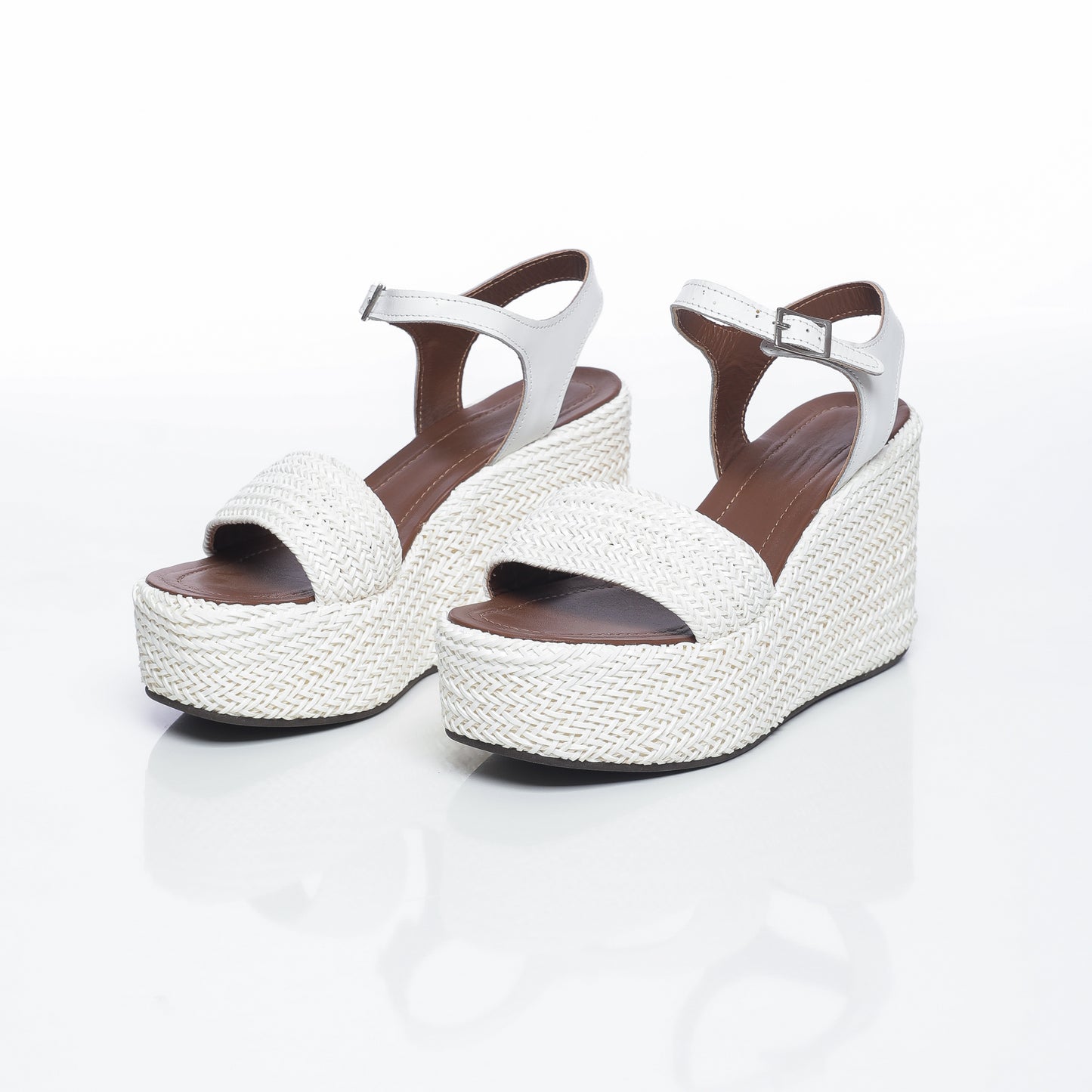 Aria Raffia Blanc & Cuir Blanc