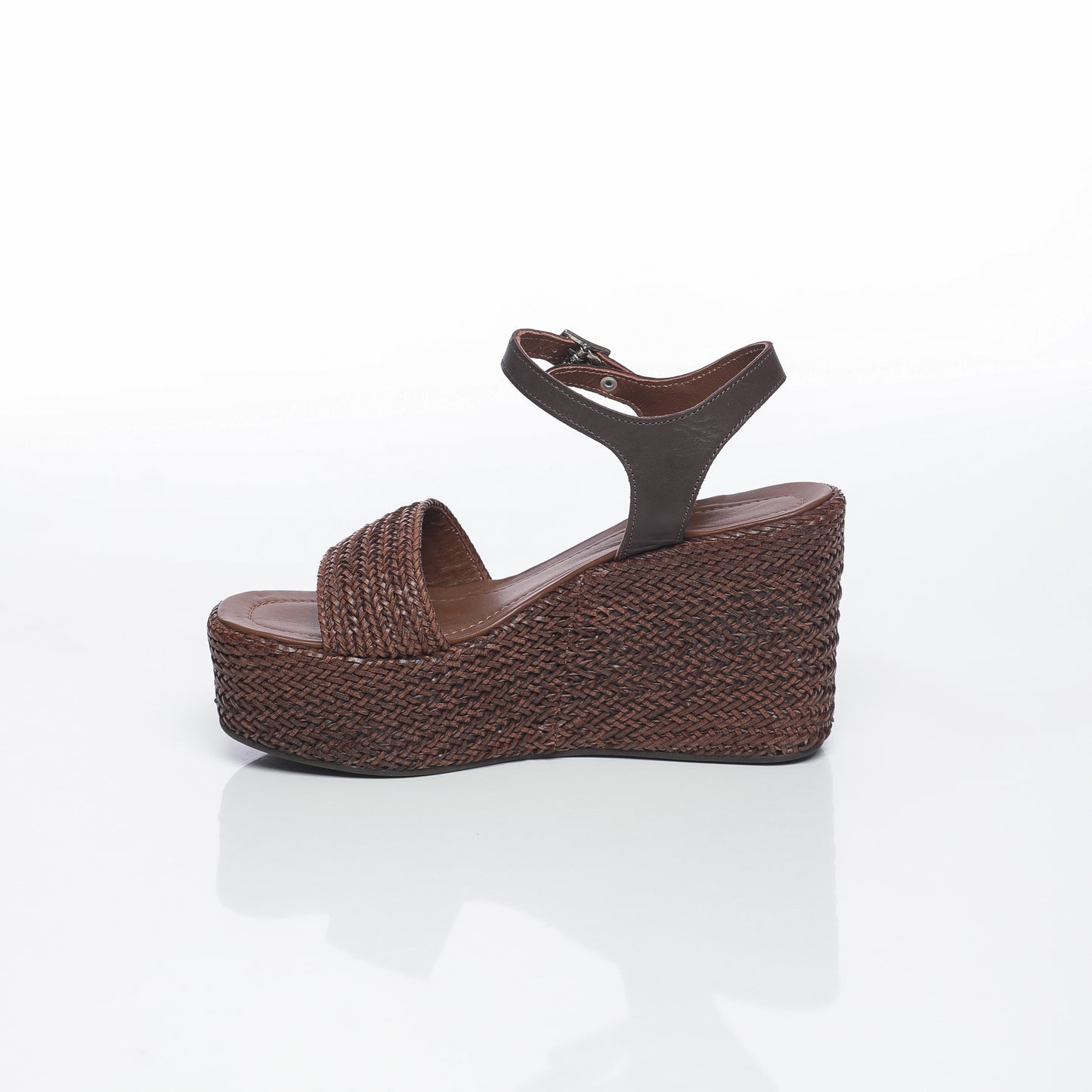Aria Raffia Marron & Cuir Marron