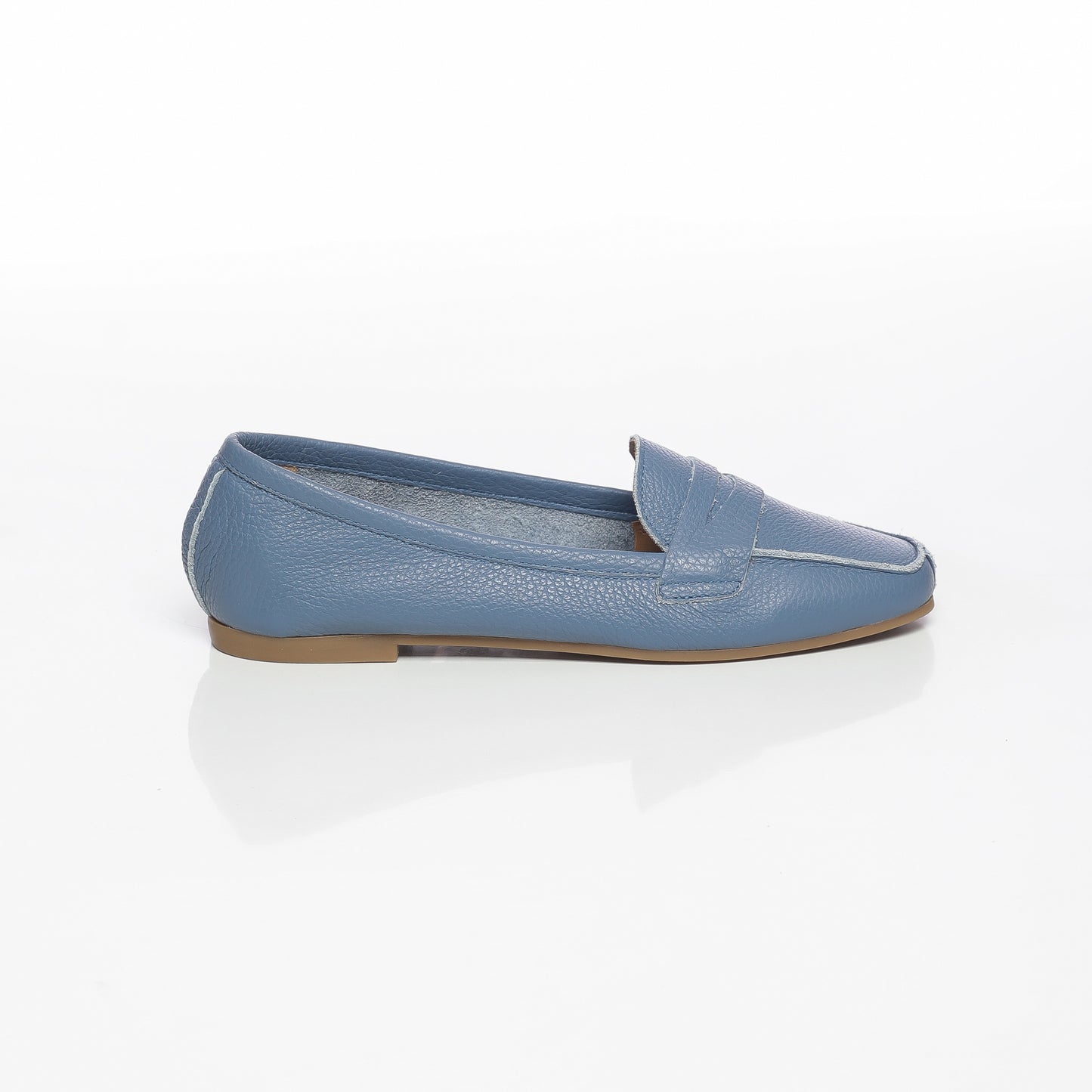 Elise Cuir Granulé Bleu ciel