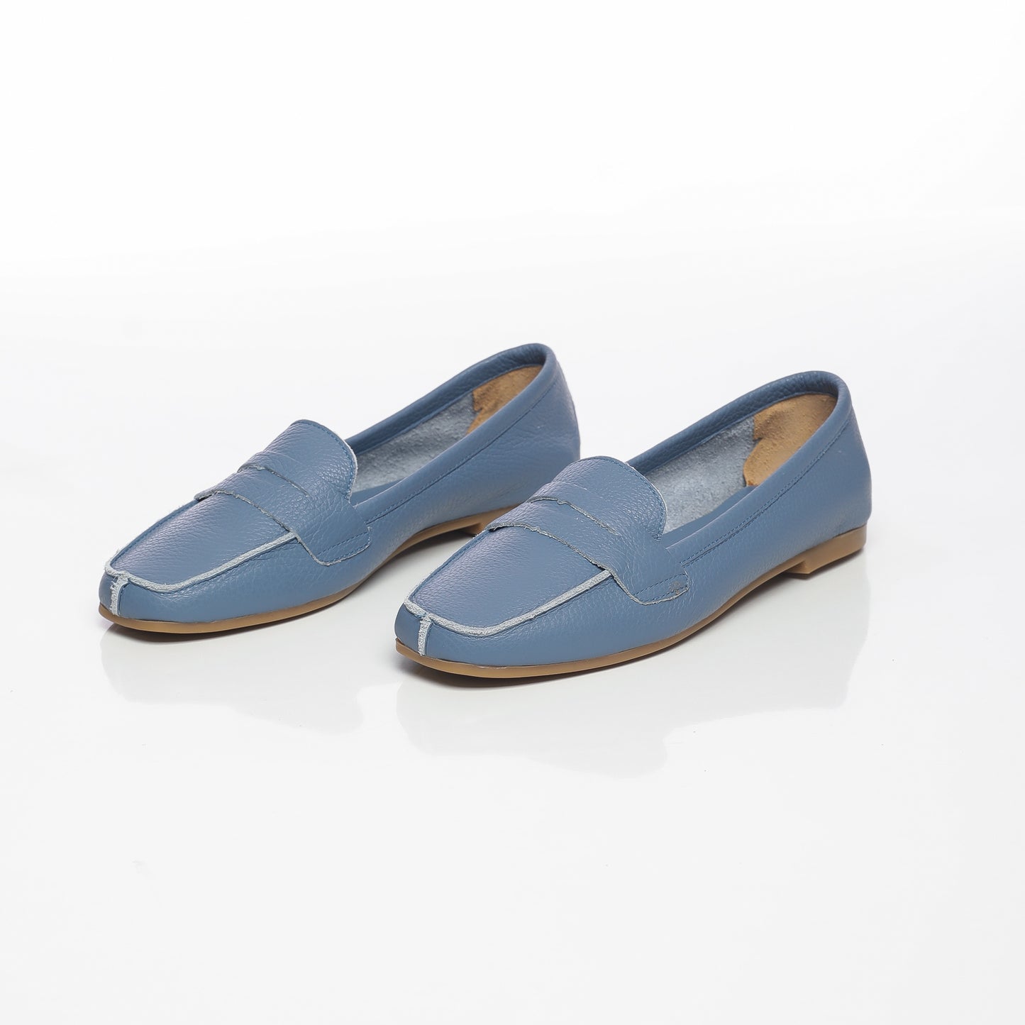 Elise Cuir Granulé Bleu ciel