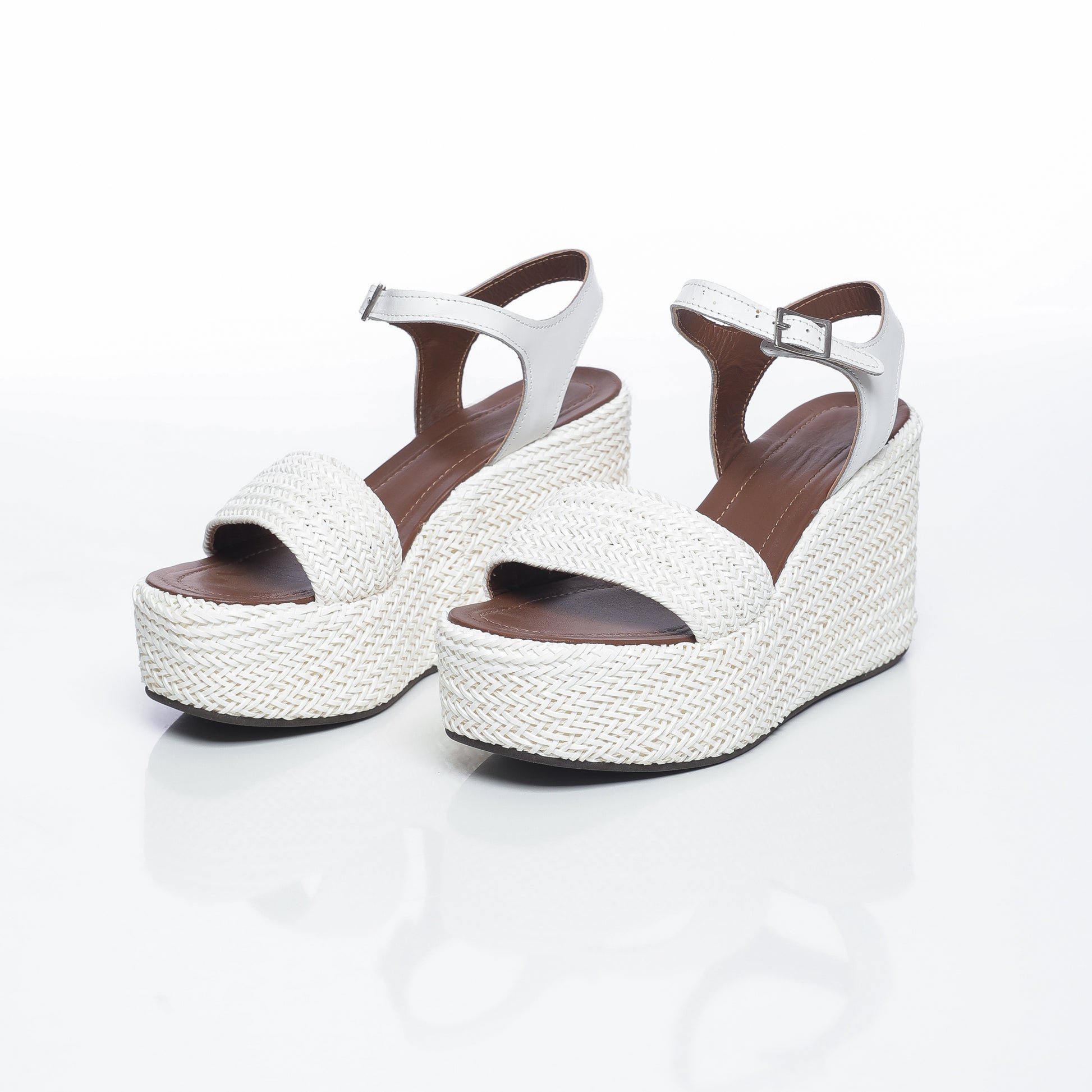 Aria Raffia Blanc & Cuir Blanc