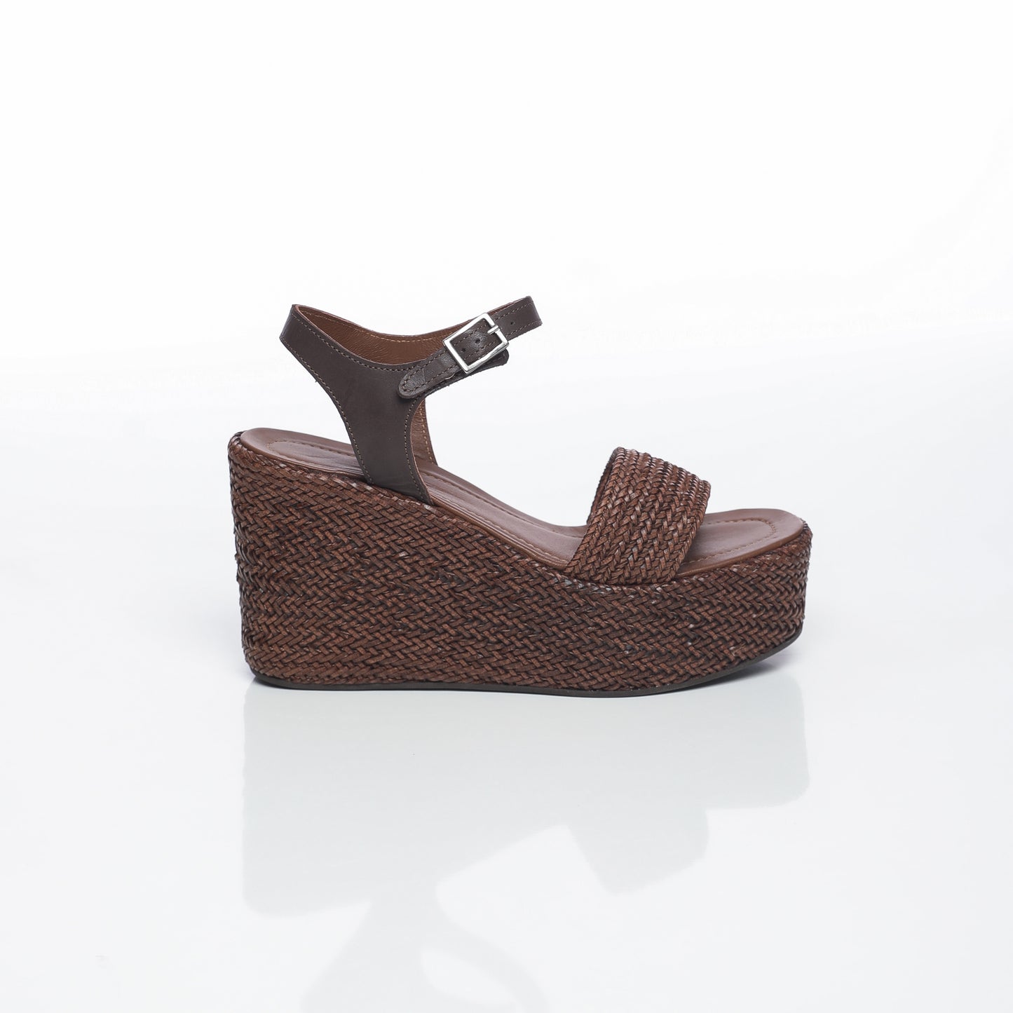 Aria Raffia Marron & Cuir Marron