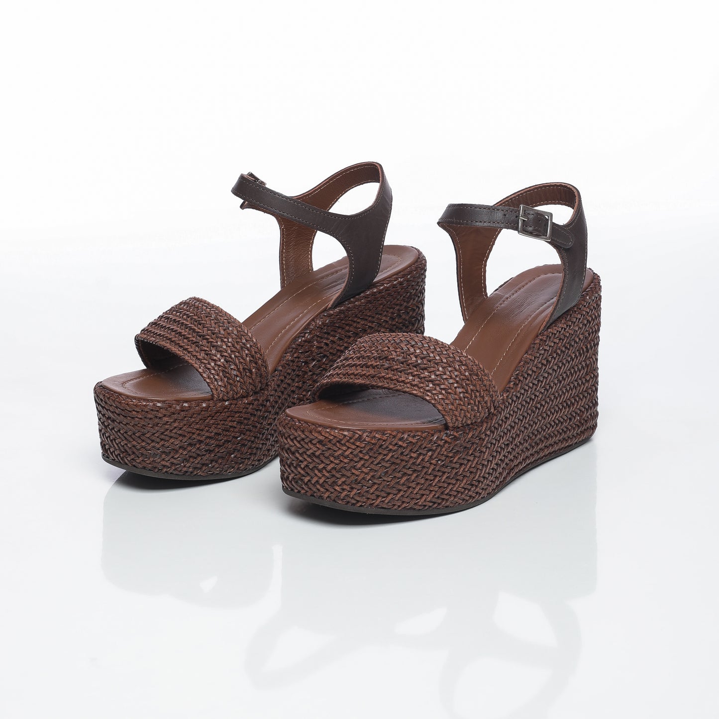 Aria Raffia Marron & Cuir Marron