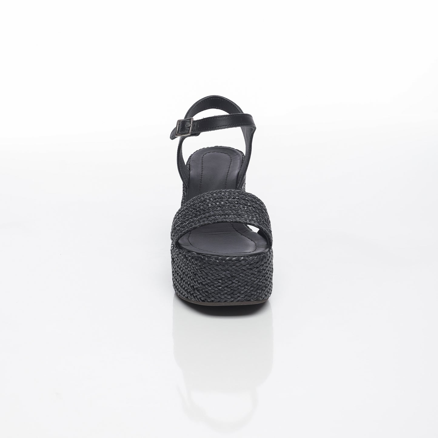 Aria Raffia Noir & Cuir Noir