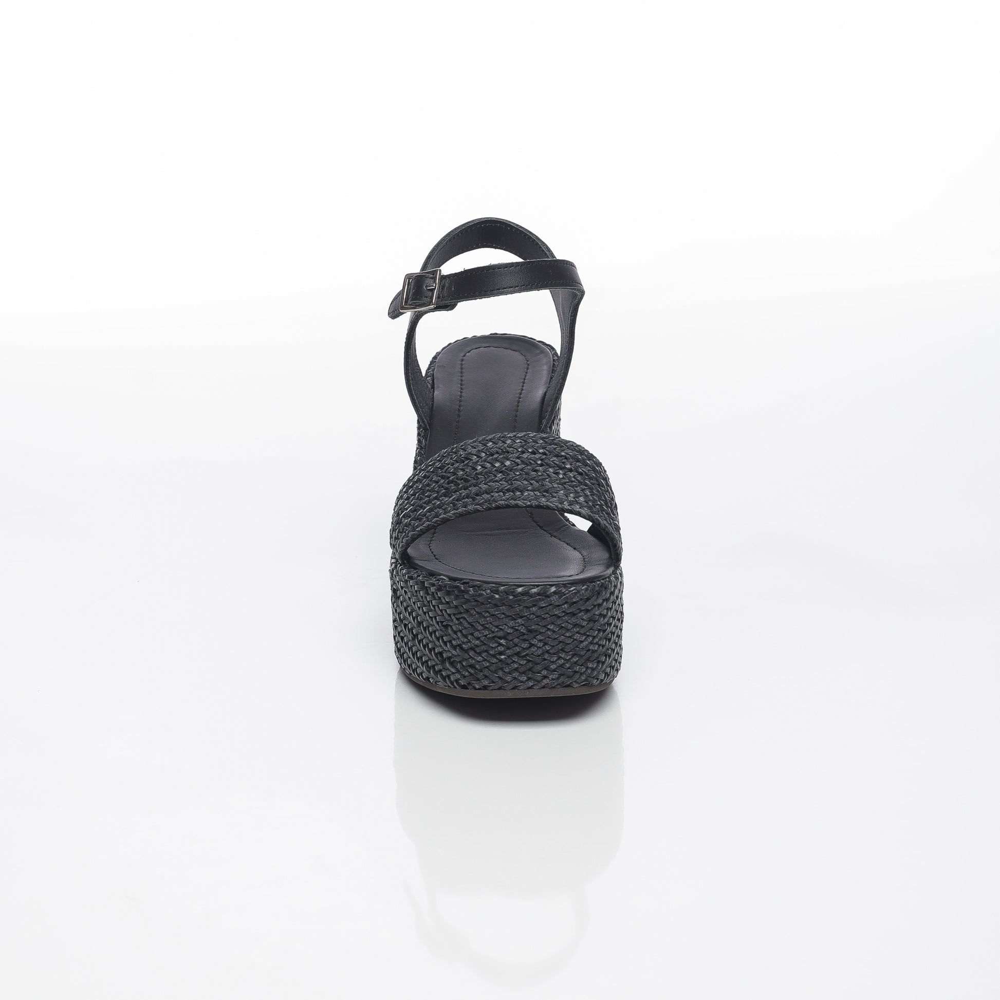 Aria Raffia Noir & Cuir Noir