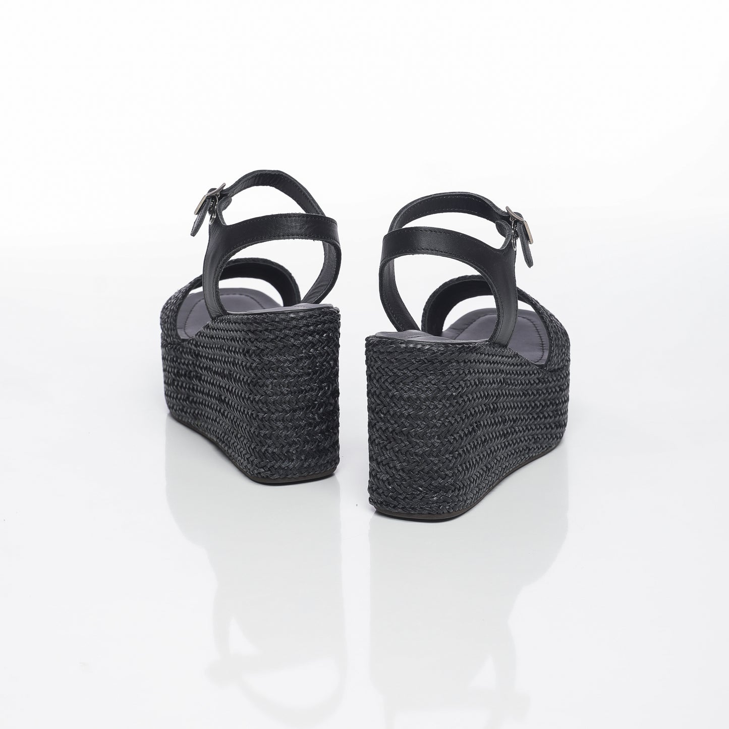 Aria Raffia Noir & Cuir Noir