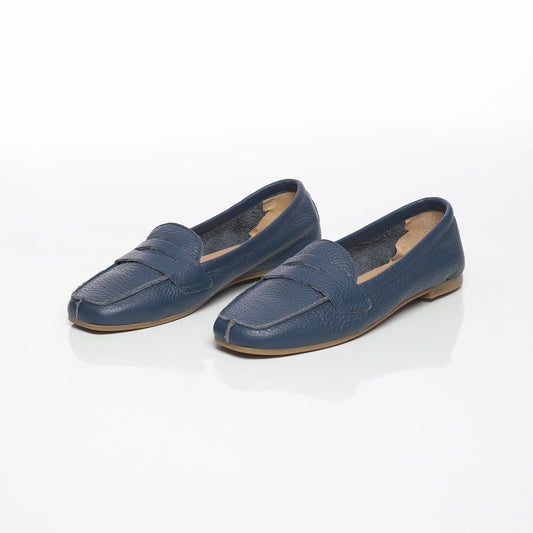 Elise Cuir Granulé Bleu Marine