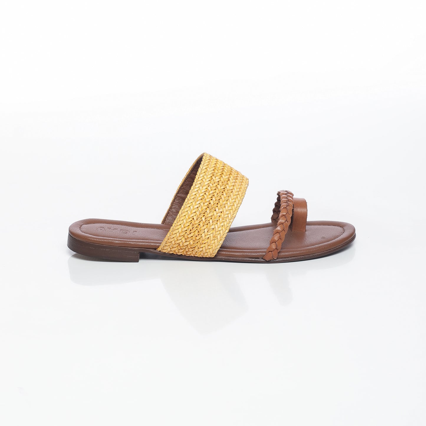 TRESSE Raffia Jaune & Cuir Camel