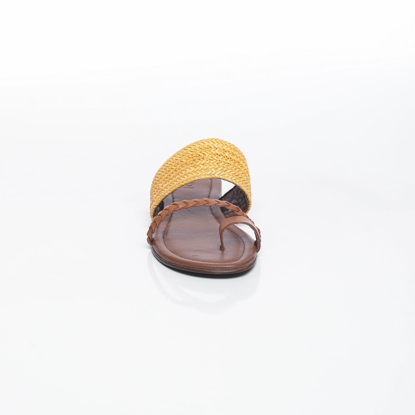 TRESSE Raffia Jaune & Cuir Camel