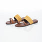 TRESSE Raffia Jaune & Cuir Camel