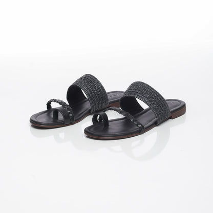 TRESSE Raffia Noir & Cuir Noir