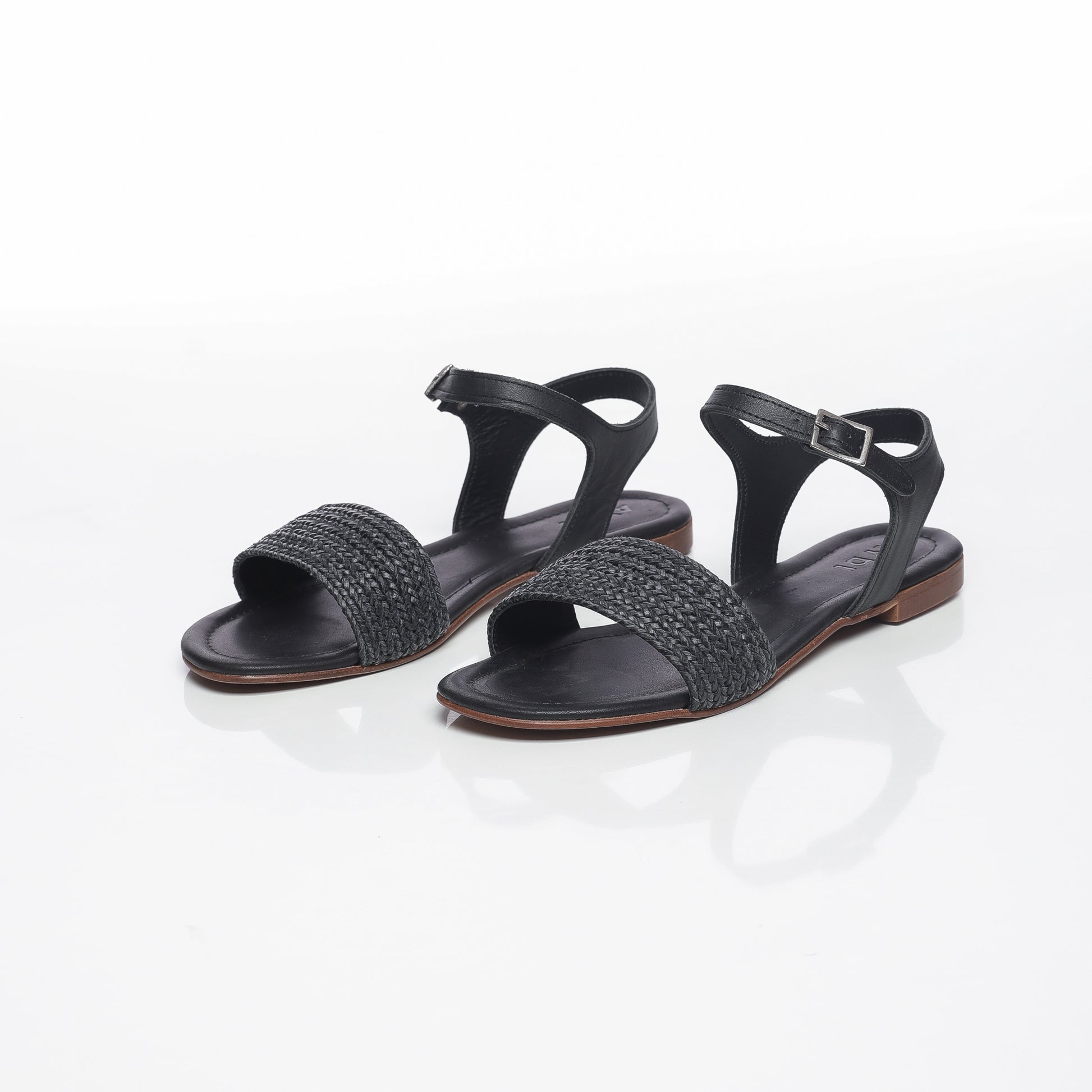 Elara Raffia Noir & Cuir Noir