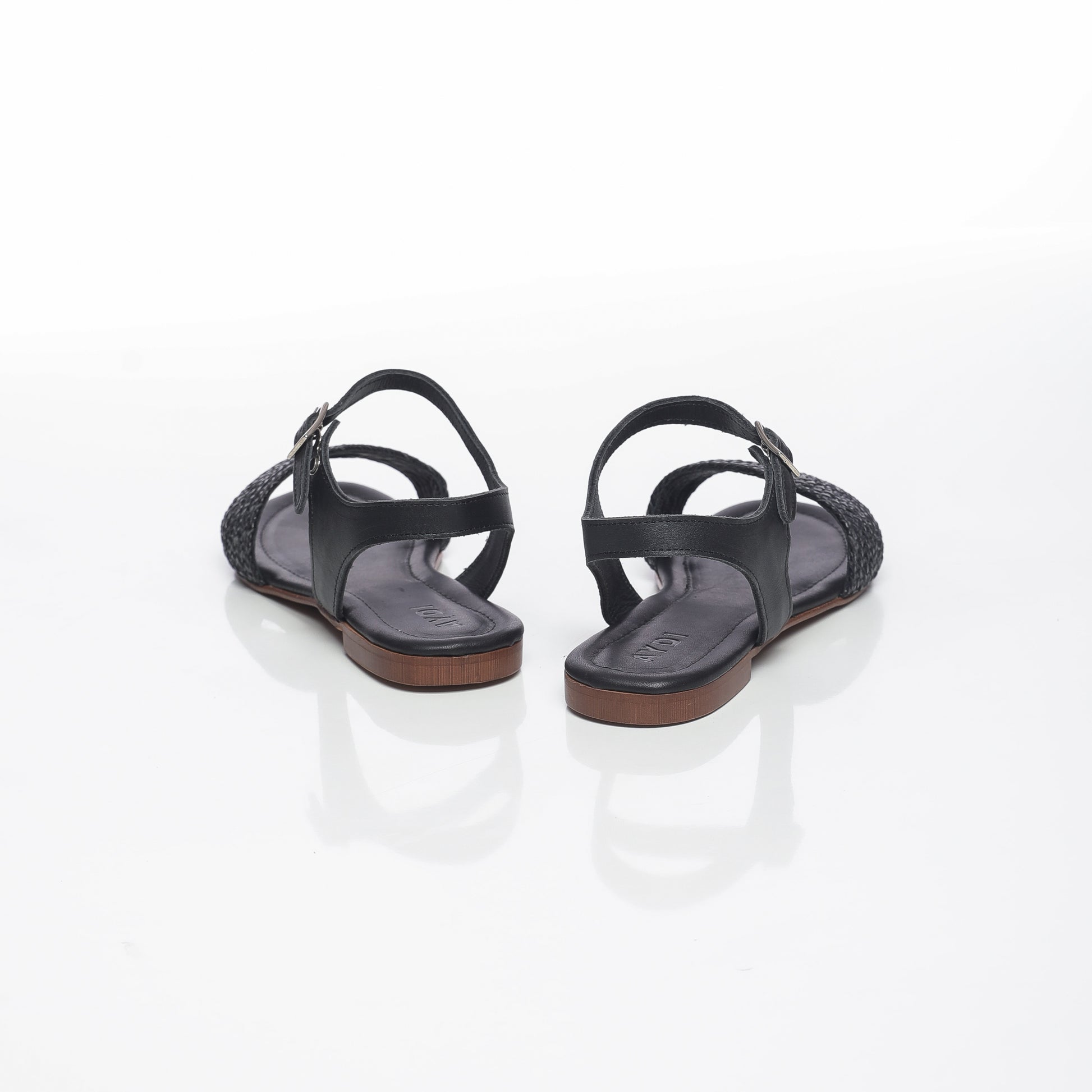 Elara Raffia Noir & Cuir Noir